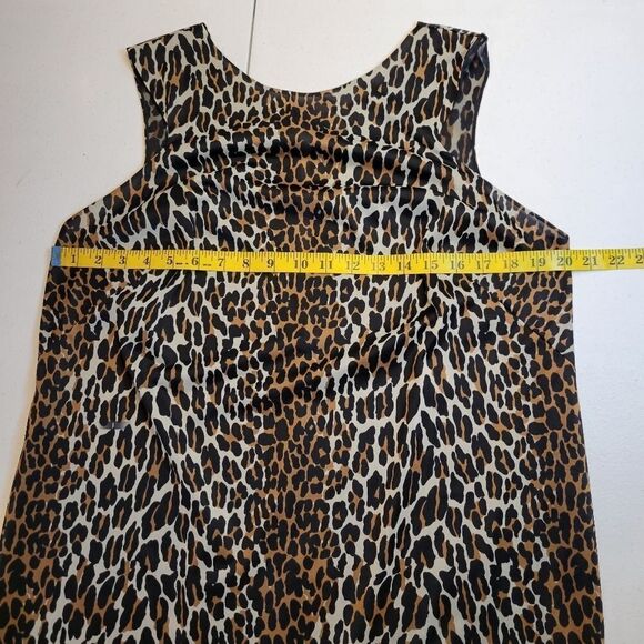 Vanity Fair 70s Leopard Print Nightgown Slip Dress Zigzag Hem Nylon Lounger - Picture 10 of 16